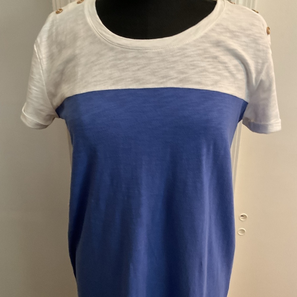 Nicole Miller NY Blue White Color Block Cotton T-Shirt Mini Dress Size M - Picture 2 of 4